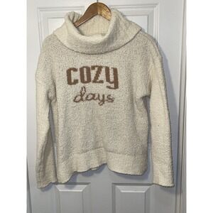 M BY MARLED Women's Cream Plush Cozy Turtleneck Sweater Graphic Size Medium